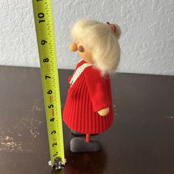 Ljungstroms Vintage Sweden 9” Christmas Figurine Tomte Wood Felt Mrs. Claus - Picture 2 of 7